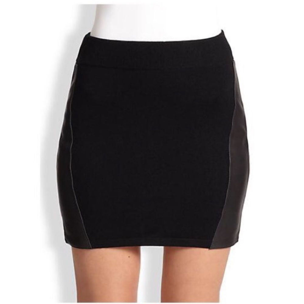 Rag & Bone Leather and Wool Kayla Mini Skirt